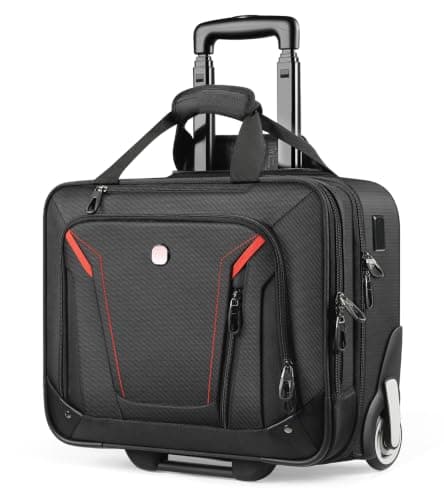 star cloud Rigid Frame Rolling Laptop Bag 18"×14"×8", Water-Resistant Rolling Briefcase with Wheels, Business Travel Computer Bag, Underseat Carry on Luggage for Men & Women