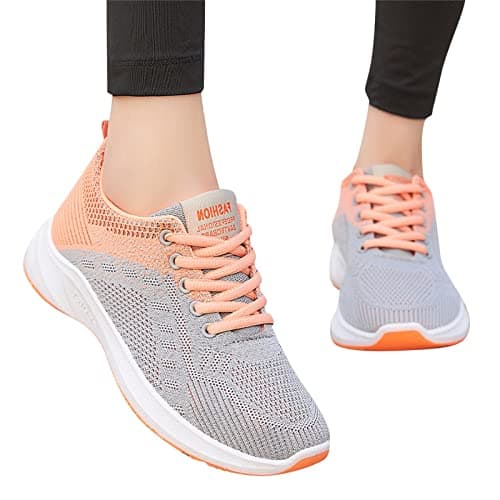 Womens Slip on Trainers | Summer Breathable Fashion Arch Support Workout Shoes Casual Non Slip Athletic Workout Gym Running Sneakers Orthopedic Shoes Ladies Low Wedge Contrast Color Walking Shoes — view 2
