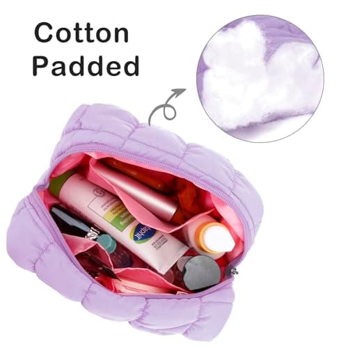 DOB SECHS Travel Toiletry Wash Bag for Women, Cotton Makeup Cosmetic Organizer Storage Bag for Girls, Purple 8 inch — view 3