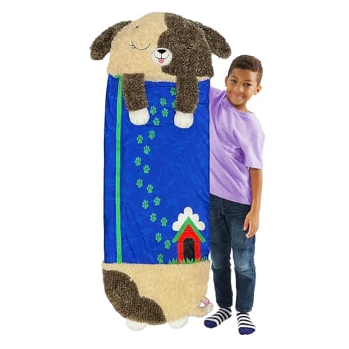 Happy Nappers Kids Sleeping Bag - Brown Dog Medium Size - Suitable for Children Aged 3 to 6 Years - Plush Toy, Comfy Sleeping Bag & Fluffy Pillow All in One — view 5