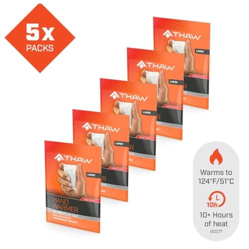 THAW Large Disposable Hand Warmers – 5 Pack, Up to 7 Hours of Heat, Air‑Activated, Odourless, Safe & Easy‑Use Warmers for Hands, Pockets, Gloves, Outdoor Activities & Cold Weather — view 2
