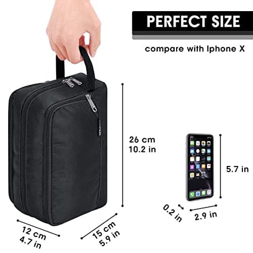 WANDF Toiletry Bag Water-Resistant Nylon Travel Wash Bag Lightweight Dopp Kit for Men and Women(A-Pure Black) — view 5