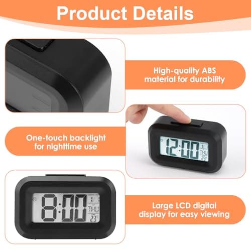 Digital Alarm Clock for Bedroom LED Display Clocks Small Travel Alarm Clock — view 4