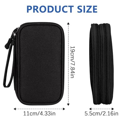 Half Forest Cable Organiser Bag Tech Pouch Double-Layer Design, Waterproof, Portable, Suitable for Phone Chargers, Cables, USB Flash Drives, Power Banks, and Hard Drives (Black) — view 2