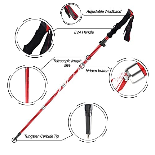 BISINNA Trekking Poles- 2pc/set Folding Aluminum Walking Sticks — view 5
