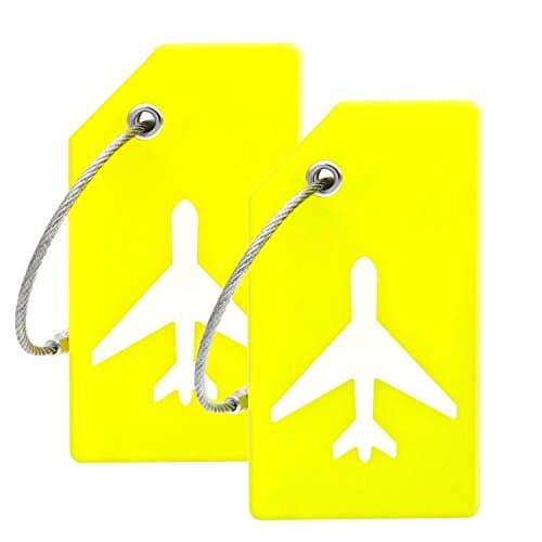 2PCS Silicone Luggage Tag with Name Card to Quickly Spot Luggage Yellow