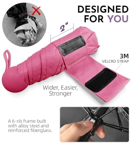 LILAC Mini Compact Umbrella, Lightweight Folding Parasol UPF 100 Rain Gear — view 3