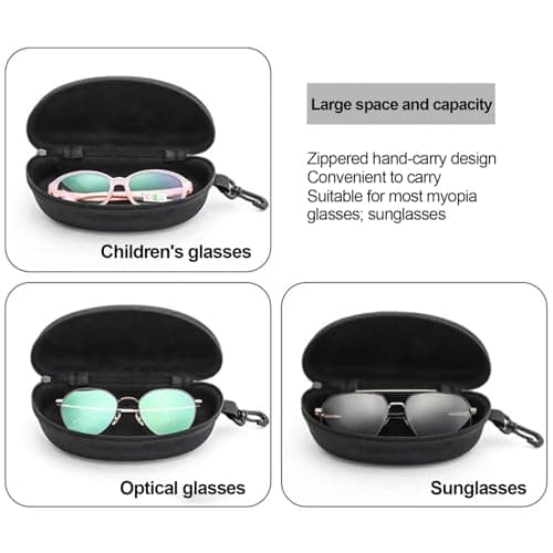 4 Pieces Portable Hard Sunglasses Case, Glasses Case Holder With Carabiner, Portable Travel Zipper Hard Eyeglasses, For Cycling Hiking Travel Outdoor Activities. — view 6