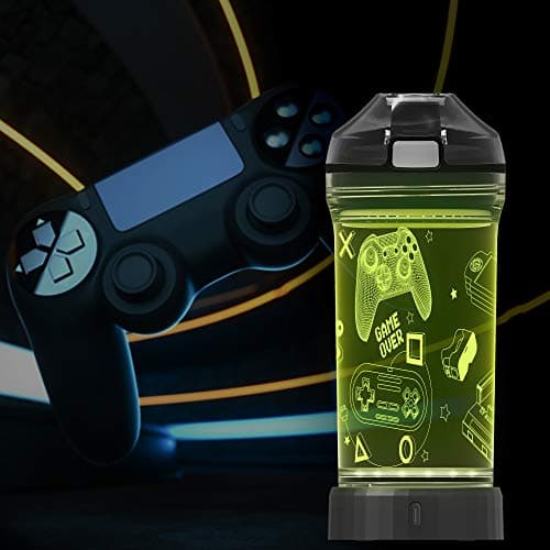 Lightzz Kids Water Bottle with 3D Glowing Game Console LED Light - Tritan BPA Free - Travel Cup Gift for Back to School Girl Boy Child Holiday Camping Picnic - 14 Oz — view 6