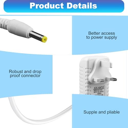 12V 1.25A 15W Power Supply Charger for Echo Dot 3rd 4th 5th Gen, Adapter for Echo Dot Kids Edition, Show 5 (1st/2nd Gen) Spot Pop, 1.5M Power Cable, 4.0 x 1.7mm Power Cable — view 6
