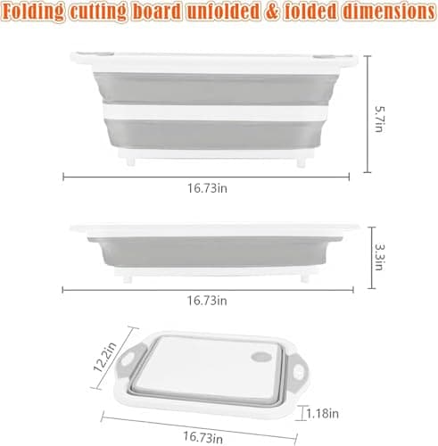 Collapsible Camping Cutting Board & Dish Basin, Multifunctional BBQ Prep Tub, Portable Camp Sink Washing Station Storage Basket — view 2