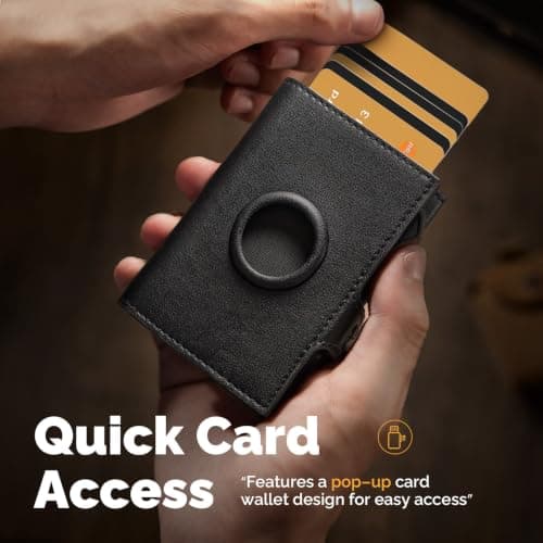 YESIIW Mens Wallets for Air tag, Pop up Men Card Wallet RFID Blocking, Slim Card Holder AirTag Wallet for Men, Smart Minimali — view 4