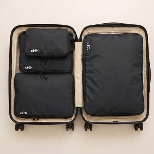 ciúb Compression Packing Cubes 4 Set Premium Double Zip, Fit 40% More in Your Luggage, Carry-On & Backpack, Lightweight Water Resistant Travel Accessories, Compressible Suitcase Organiser Bags (Black) — view 4