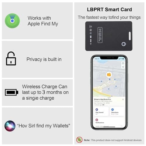 [Apple MFi Certified] LBPRT Airtag Card Rechargeable Wallet Tracker Thin 1.6mm 4 Pack, Smart Air Tag Work with Apple Find My (iOS Only, Android not Supported), Item Finder Locator for Luggage Suitcase — view 3