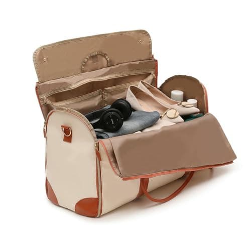 ZBDZSW Large Faux Leather Duffle Bag Set Detachable Tote Waterproof Stylish Includes Shoe Pouch Women's Travel Business Trips — view 6