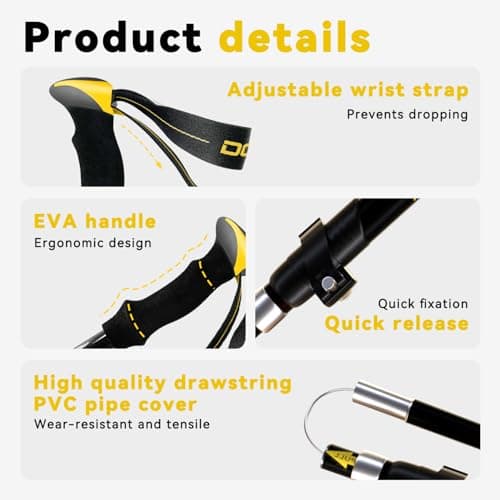DOBESTS Folding Walking Poles 2 Pack, Lightweight Collapsible Hiking Poles — view 5