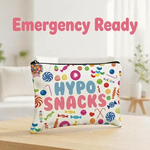 Type 1 Diabetes Snack Bag Backpack Emergency Snacks Bag Travel Portable Zipper Pouch Funny Makeup Bag Diabetic Gifts for Diabetics Women Men — view 3