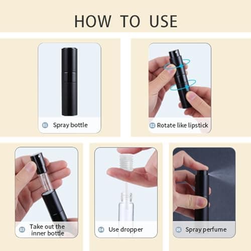 YOCASII 3PCS Travel Perfume Bottle Refillable, 8ml Cologne Travel Bottle Refillable, Portable Perfume Refillable Bottle for Travel, Black Cologne Atomizer for Men and Women — view 4