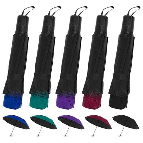 Lilingsty Bulk Umbrellas, 5-Color Travel Folding Umbrellas, Exquisite Appearance, Durable Construction, Foldable For Compact Storage, Easy To Carry, Suitable For Both Sunny And Rainy Days (5-PACK)