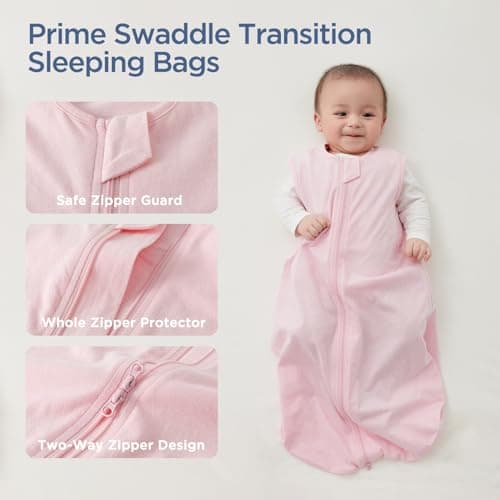 Duomiaomiao Baby Sleeping Bag 0.5 TOG Summer Sleeping Bag, 100% Cotton Baby Sleep Sack 18-36 Months Unseix Baby Wearable Blanket for Infant Newborn Toddler, Pink — view 4