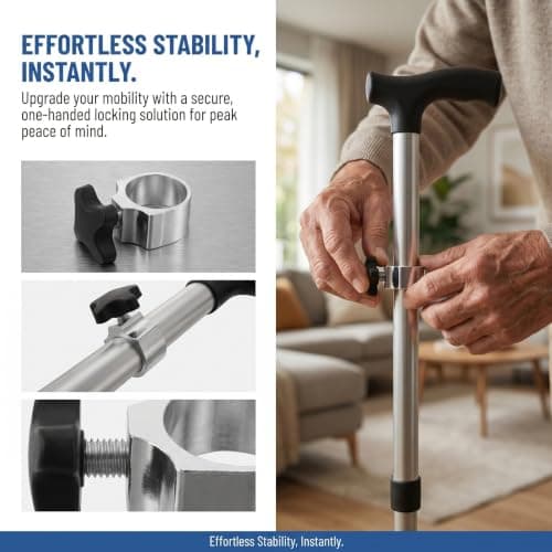 5Pcs Metal Telescopic Walking Cane Lock Clamp for Elder Mobility — view 3