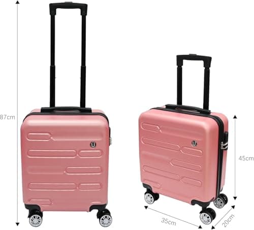 Unibos | Rose Gold 45cm Cabin Suitcase – Lightweight Hard Shell ABS Travel Luggage with 4 Spinner Wheels & Telescopic Handle (45x35x20cm, 34L) – Compact Carry-On Style Travel Case (Rose Gold) — view 4