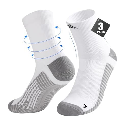 Lounwee Mens Compression Running Socks: 15-20 mmHg Arch Support Non-Slip