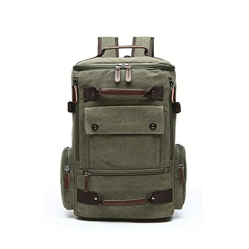 Canvas Backpack with 15.6" Laptop Compartment - Ideal for Men & Women Multiple Pockets for Travel, Outdoor Activities, and School Use Green — view 2