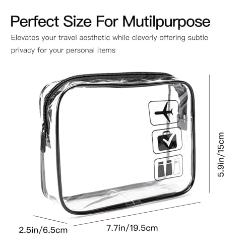 [Unbr] Clear Toiletry Bag 2 Pack, Minimalist Airport Liquid Bags 1 Litre for Hand Luggage, TSA Approved Travel Wash Bag for Men & Women, Waterproof Gym & Plane Essentials with Black Trim, 20x20 — view 3