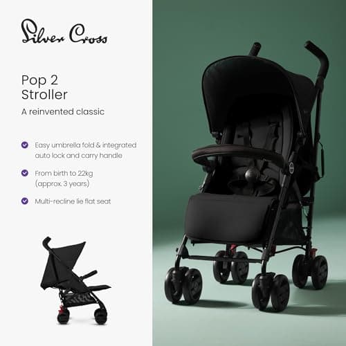 Silver Cross - Pop Pushchair - Foldable Travel Stroller - Buggy - Adjustable/Lie Flat Seat - Newborn to 4 Years - Space — view 2