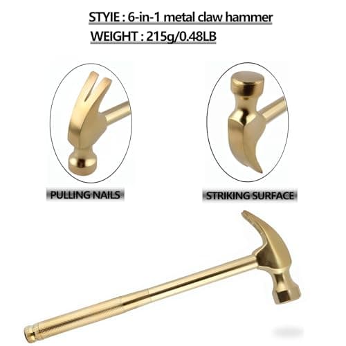 LANDIBO 6 in 1 Multi-Tool Camping Hammer Set with Slotted/Flat Head Phillips Screwdriver for Mechanical Maintenance, Interior Decoration, Outdoor Adventure, Best Gift (Yellow) — view 2