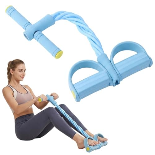 Pedal Resistance Bands with Handle, Multifunctional Pedal Resistance Band for Home Fitness and Travel Workouts, Blue Foot Pedal Resistance Band with Six Tubes