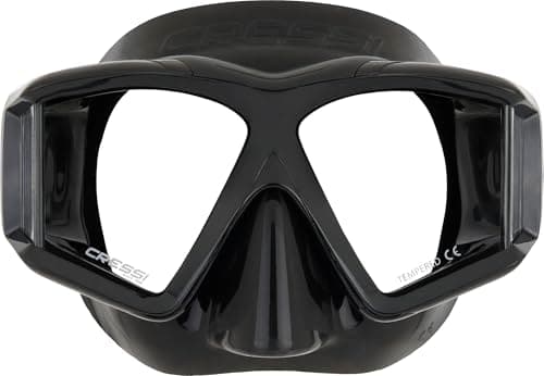 CRESSI Horizon Mask Black/Black - Mask for Diving and Snorkeling Equipped with 4 Separate Tempered Glass Lenses for Uninterrupted Panoramic Vision — view 4