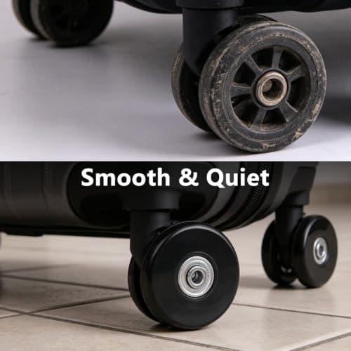 HKATOPS Luggage Replacement Wheels Set, 4 Pack Rubber Caster Wheels with Bearings & Axles for Suitcase Trolley Repair (50mm*18mm) — view 4