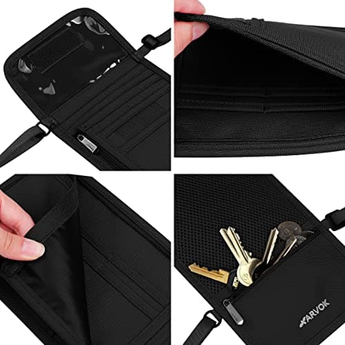 ARVOK Travel Wallet Neck Wallet with RFID Blocking Protected Passport Holder Pouch with Adjustable Neck Strap for Men Women, Keep Cash, Credit Cards and Travel Documents Safe — view 4