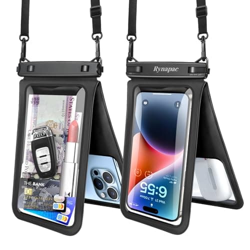 Rynapac IPX8 Waterproof Phone Pouch Up to 8"-2 Pack Double Space Dry Bag