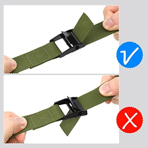 Hejo 6PCS Ratchet Straps, Green Ratchet Tie Down Straps with Cam Buckle, Heavy Duty Tensioning Belts Adjustable Lashing Straps for Motorcycles, Bikes, Luggage(250x2.5cm) — view 5