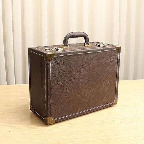 KiBcsLic Hairdressing Carrying Bag, Travel Hairdressing Case, Large Capacity, with Combination Lock, Brown — view 3