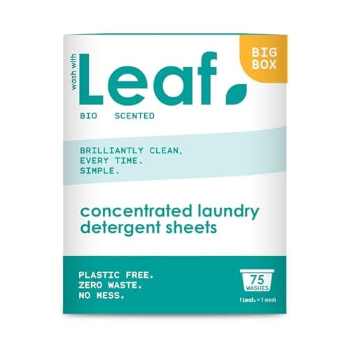 Wash With Leaf Bio Laundry Detergent Sheets - Travel Size, 75 Washes