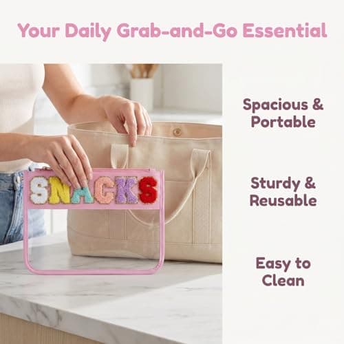 Emergency Snack Bag for Kids & Women, Dark Pink Canvas Zipper Pouch for Travel, School & Gym, Reusable Holiday Essentials Organizer for Cosmetics & Toiletries — view 2