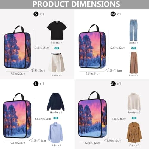 Winter Print 4 Set Expandable Packing Organizers For Luggage Suitcase Travel Accessories — view 3