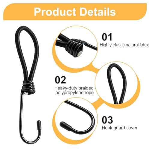 Stamlyn 5Pcs Small Bungee Cords with Hooks 25cm Heavy Duty Bungee Straps — view 6