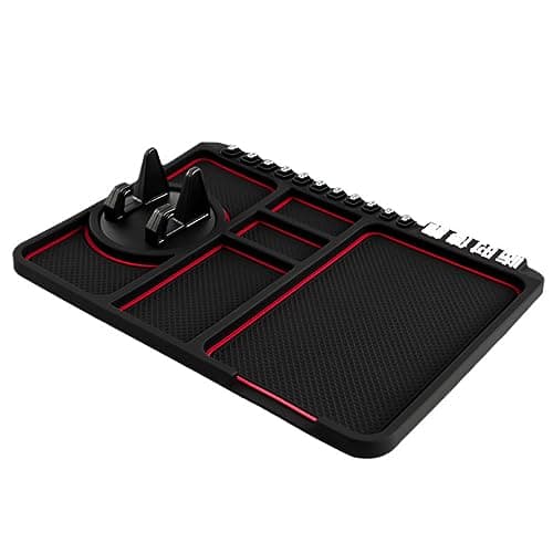 Rcniso Silicone Dashboard Mat, Easy to Install, Strong Grip, Non-Slip Car Phone Holder for Travel (Red) — view 6