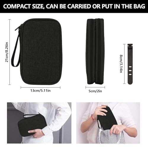 OdiuK Portable Cable Organiser Bag Travel Organiser Double-Layer Cable Organiser Bag All-in-One Electronics Case for Tech Accessories, Charger, Power Bank,Earphone,Stylish Travel Gear for Men & Women — view 3