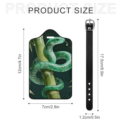 Jade Snake Bamboo Suitcase Tags Personalized Luggage Tag with Privacy Cover ID Card Slot for Travel Luggage Bag, Unique Design Name Tags for Suitcases, Backpacks & Gifts — view 2