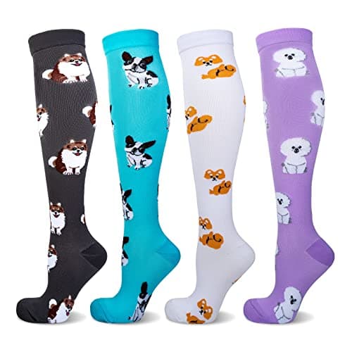 4 Pairs Compression Socks 20-30mmHg, Support Stockings for Flight & Travel