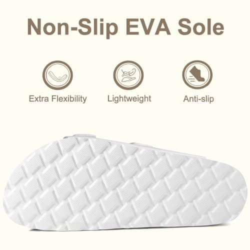 KIDMI Women Sandals Arch Support Cork Footbed Slide,White 5 — view 6