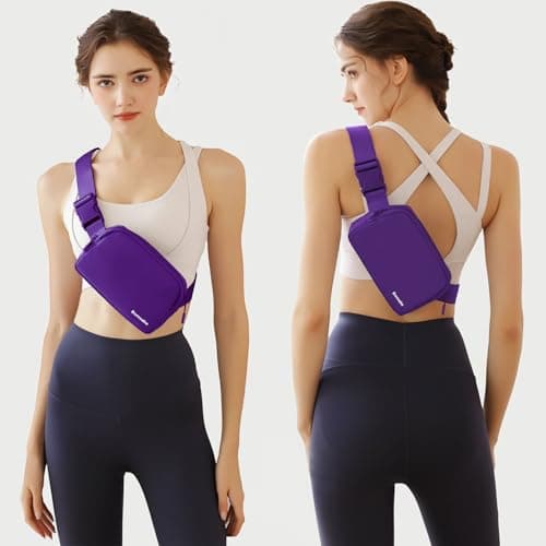 Bomvabe Purple Belt Bag for Women, Small Bum Bag with Adjustable Strap for Ladies Girls Kids Teens, Crossbody Fanny Pack for Travel Outdoors Running Hiking — view 4