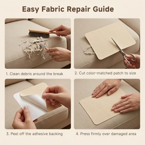 3 Pack Beige Self-Adhesive Repair Patches, Canvas Fabric Patches for Furniture Sofas, Car Seats, Tents, Jackets, Bags, Umbrella, Chairs — Woven Cloth Sticker Mending Kit (20 x 30 cm) — view 4
