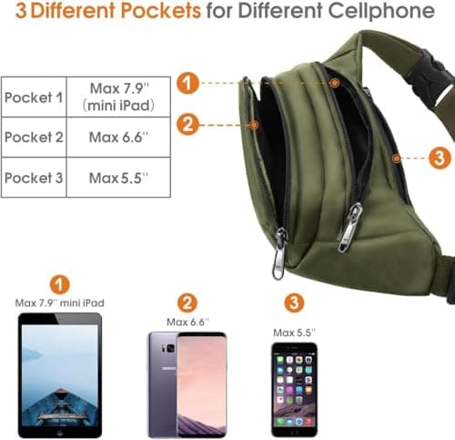 JAUSFETS 3 Pockets Bumbags Waterproof Large Capacity Waist Pack — view 2